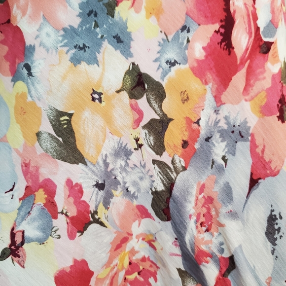 Valerie Steven's linen & silk floral A-line midi skirt. Size 10. - Picture 4 of 9